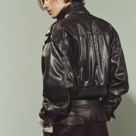 ZARA FAUX LEATHER CROPPED JACKET - Picture 5 of 12